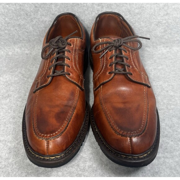 Allen Edmonds Wilbert Mens 11.5 B Cognac Leather Split Toe Derby Dress Shoes - Picture 2 of 16